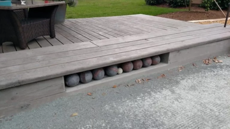 Backyard Bocce Ball Court with Ball Rack Custom Deisgn by Amelia Outdoors