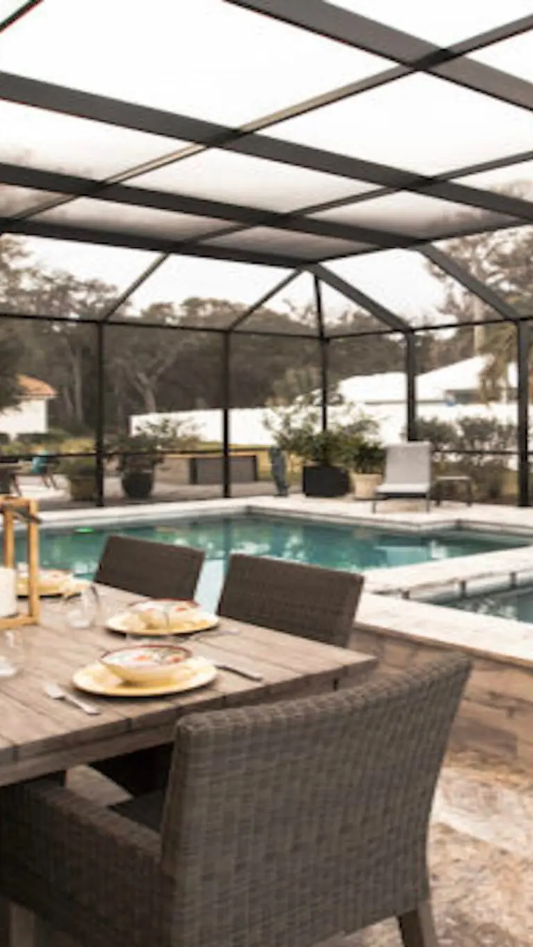 Enclosed Pool and Spa | Rosies Garden an Amelia Outdoors Design