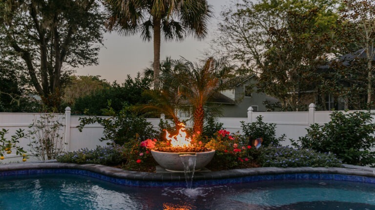 Tropical Backyard Pool - Cascade Cove designed by Amelia Outdoors