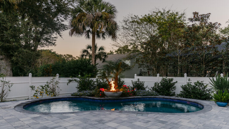 Tropical Backyard Pool - Cascade Cove designed by Amelia Outdoors