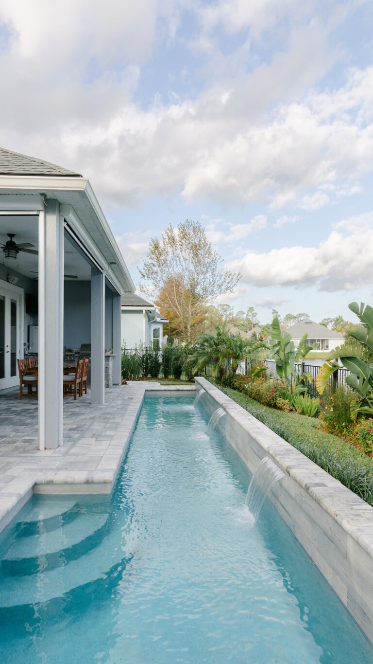 Custom Pool with Water Feature - Poolside Escape an Amelia Outdoors Design