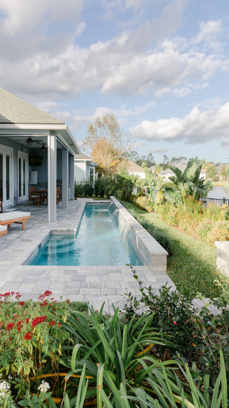 Custom Pool with Water Feature - Poolside Escape an Amelia Outdoors Design