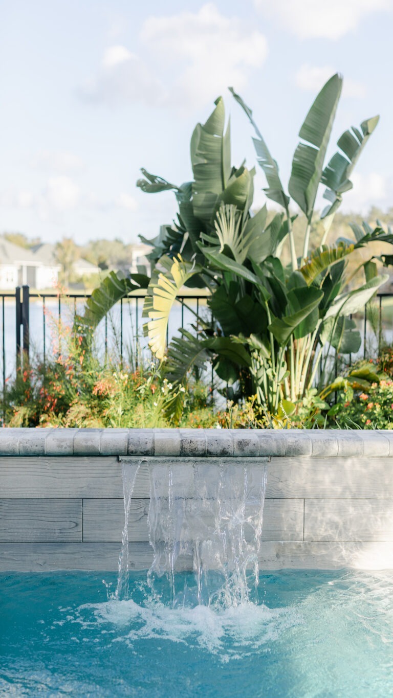 Custom Pool with Water Feature - Poolside Escape an Amelia Outdoors Design